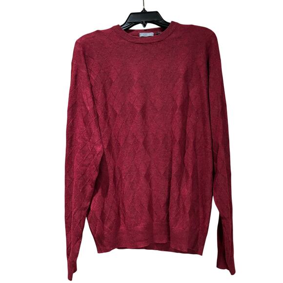 Men's Vintage Y2K Red Silk & Cashmere Long Sleeve Pullover Sweater, Size Lg, EUC - Picture 1 of 3